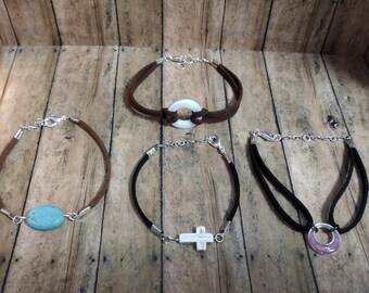 Faux Suede Bracelets| Resin | Cross | Turquoise | Faux Suede Jewelry | Faux Suede | Gifts | Gifts for her | Bracelets