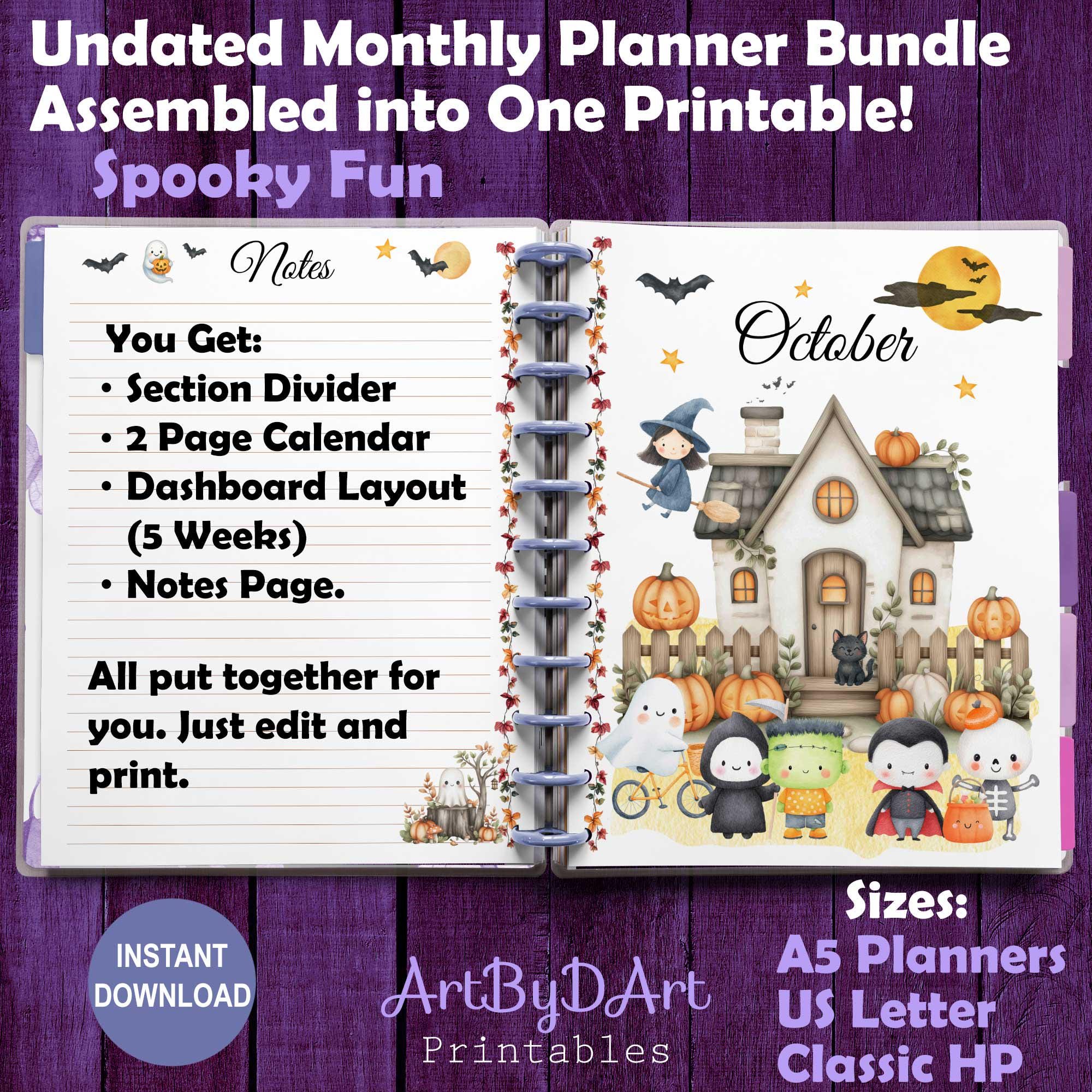 EDITABLE Assembled Full Month Planner Bundle for A5, US Letter, and ...