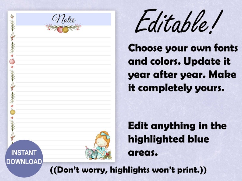 EDITABLE A5 Planner Printable Notes Pages for A5 Planner Binders ...
