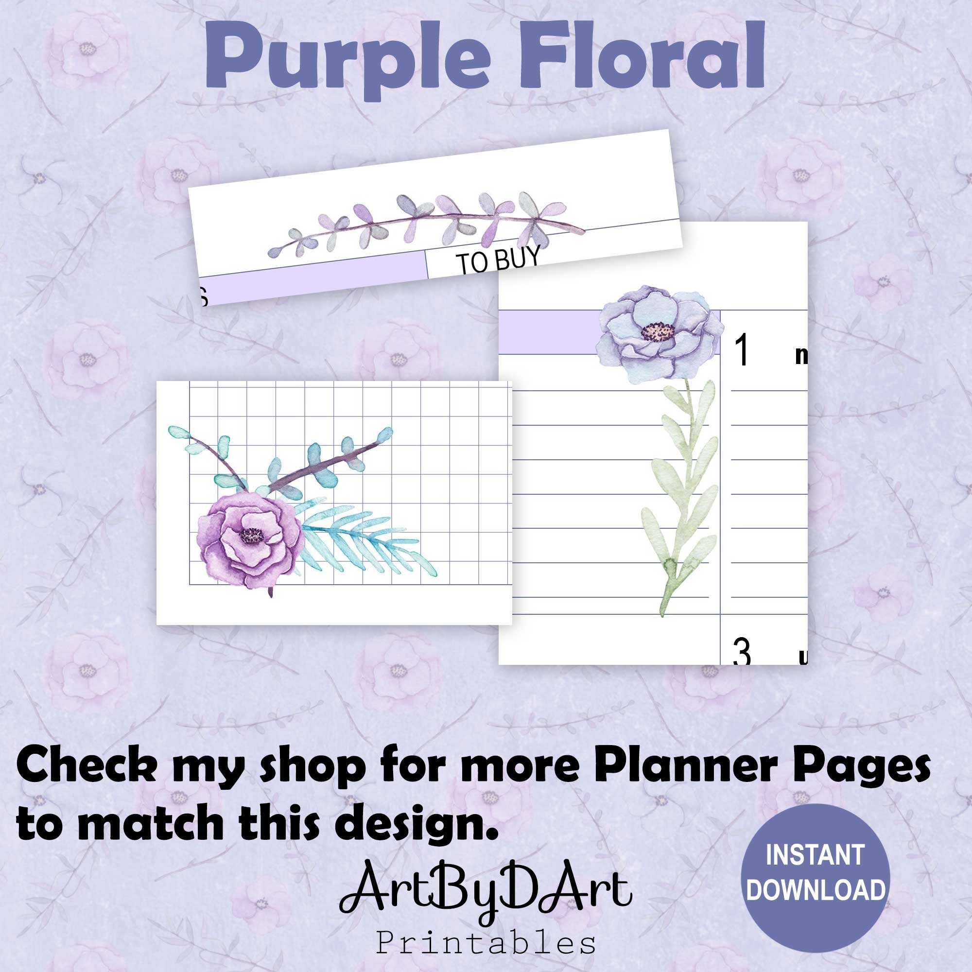 EDITABLE Happy Planner Classic Dashboard Weekly Layout, Purple Floral ...
