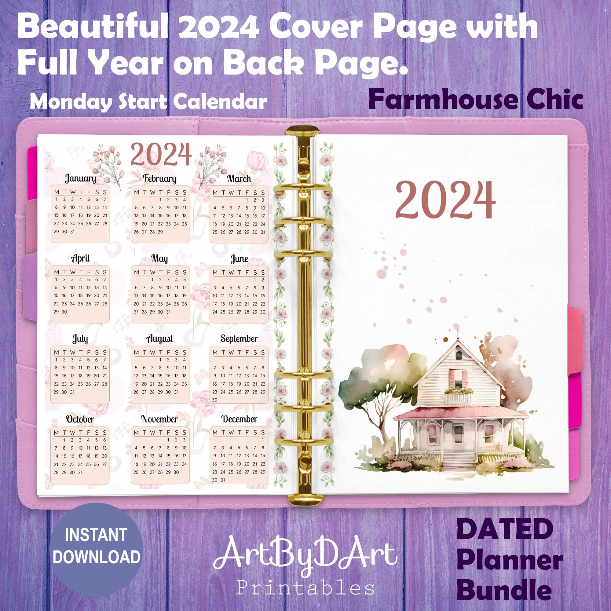 2024 DATED A5 Planner Year at a Glance Printable Calendar - Etsy