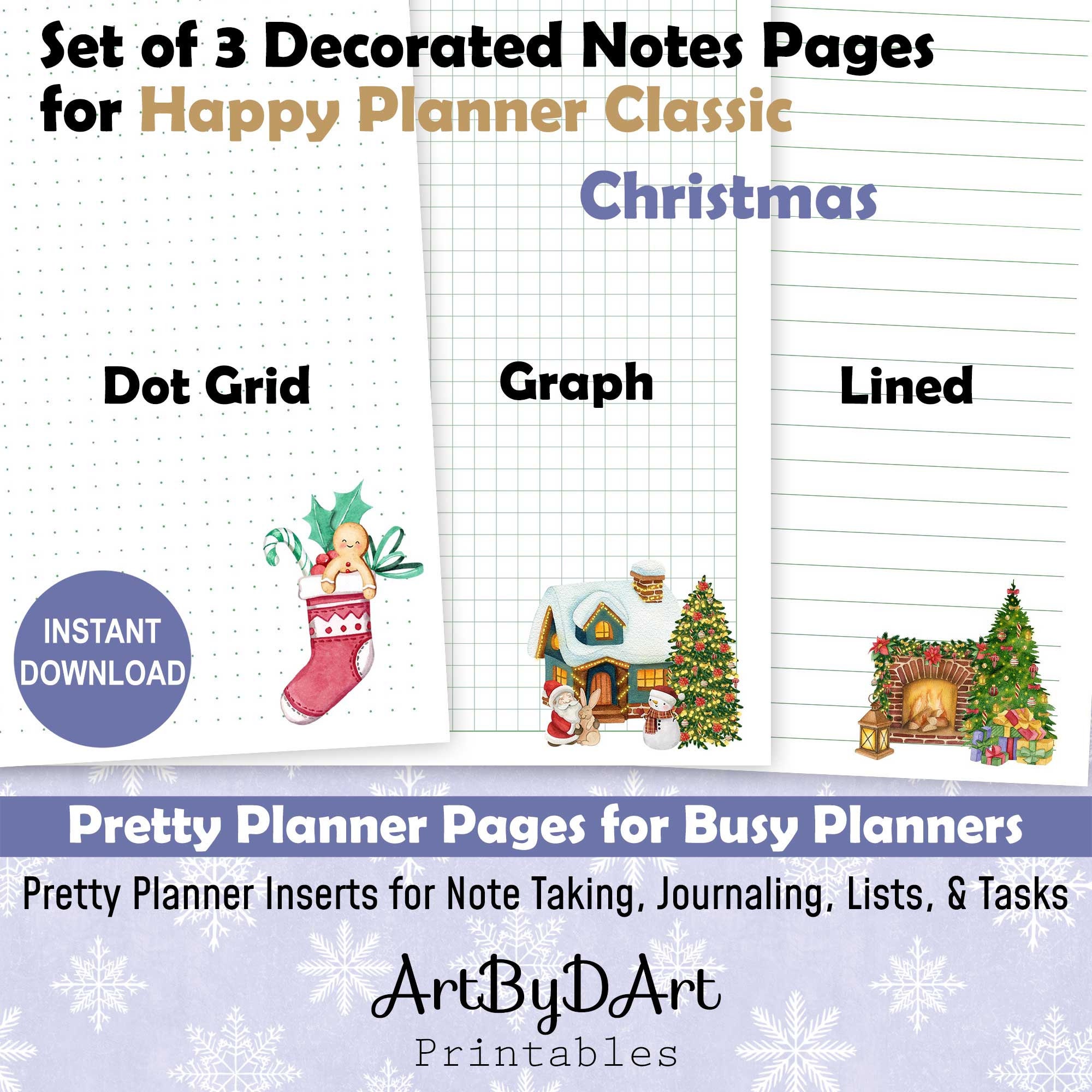 EDITABLE Festive Christmas Printable Notes Pages for Happy Planner ...