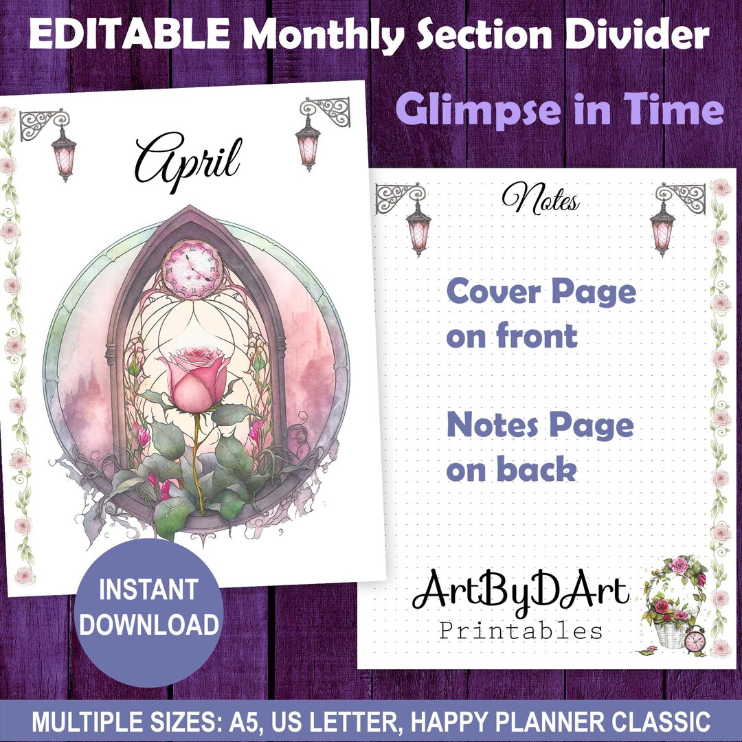 EDITABLE Vintage Theme Printable Divider/cover & Notes for A5, US ...