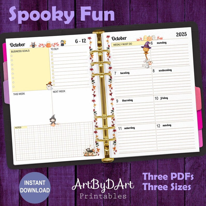 EDITABLE Halloween Theme Printable Weekly Dashboard for A5, US Letter ...