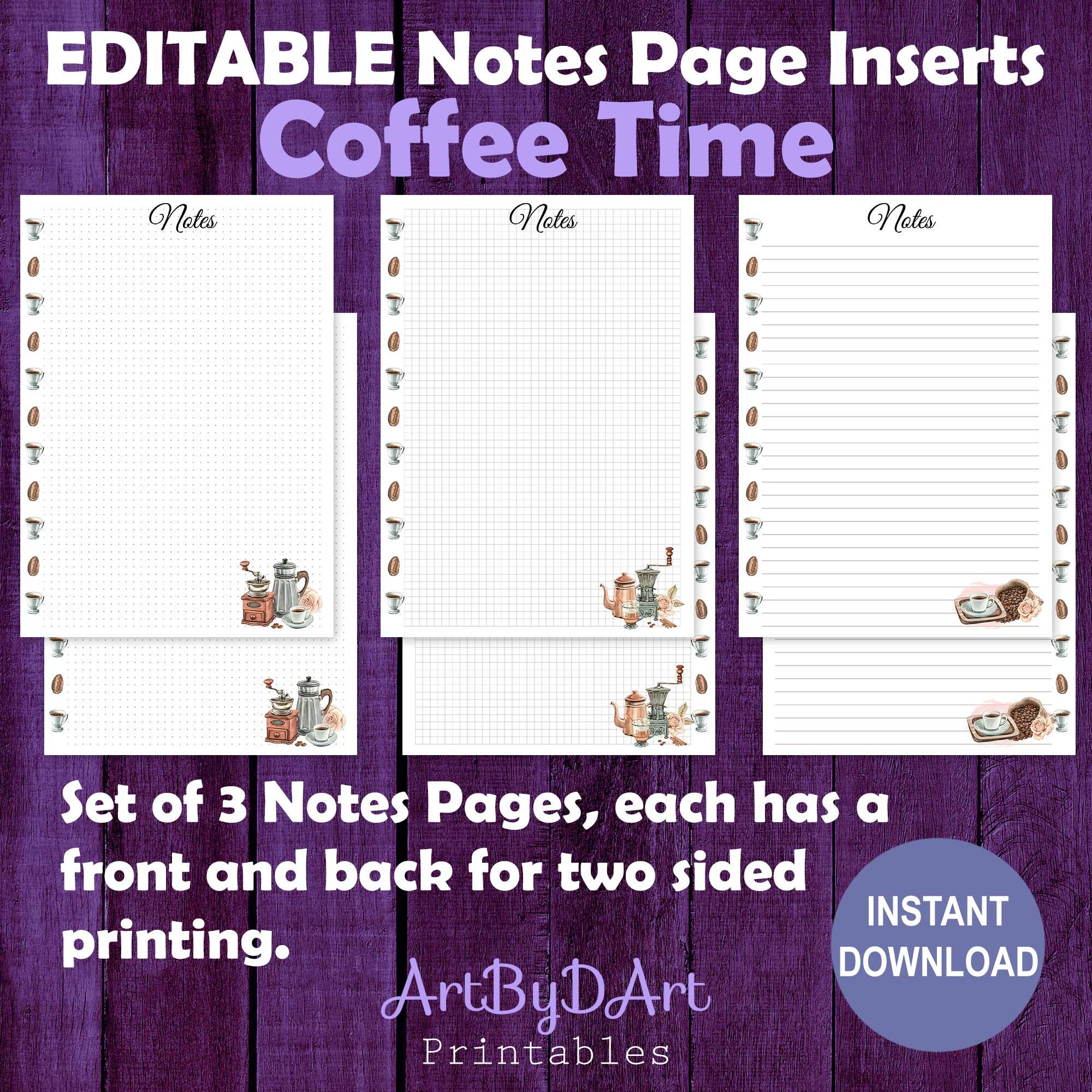 EDITABLE A4 Planner Printable Notes Pages for A4 Planner Binders ...