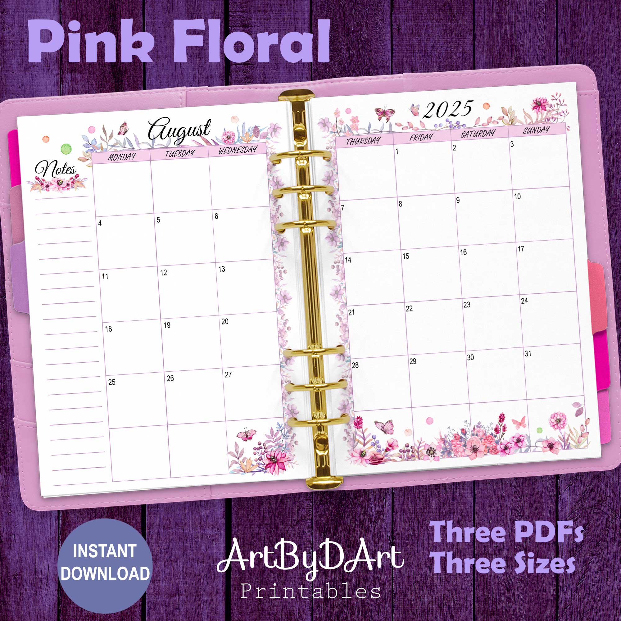 EDITABLE Floral Theme Printable Monthly Calendar for A5, US Letter, and ...