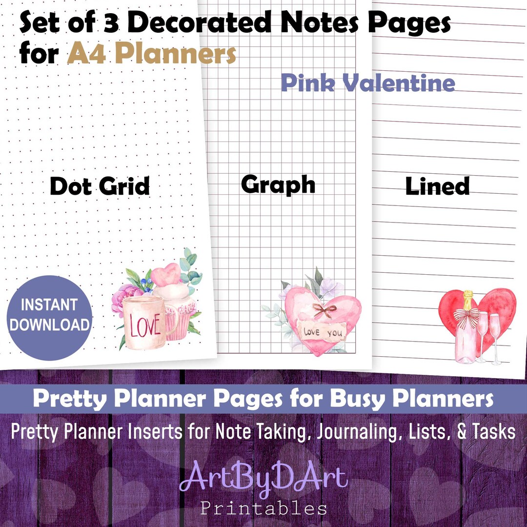 EDITABLE A4 Planner Printable Notes Pages for A4 Planner Binders ...