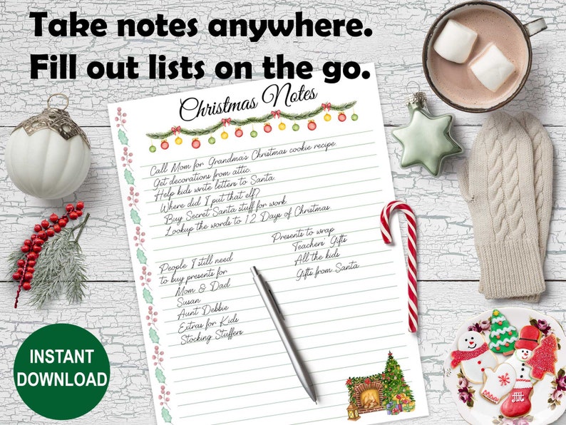 EDITABLE Festive Christmas Printable Notes Pages for Happy Planner ...