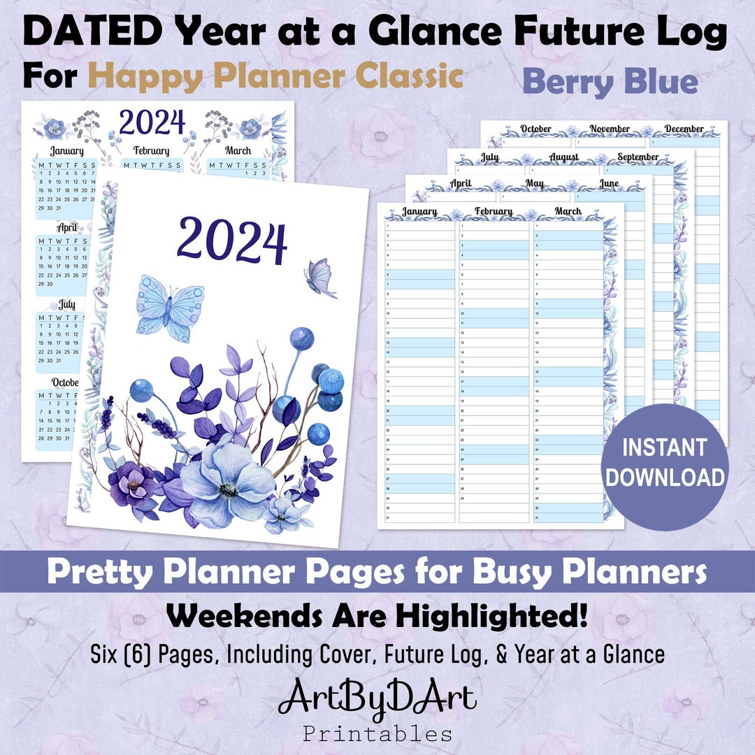 DATED Happy Planner Classic 2024 Year at a Glance Printable - Etsy