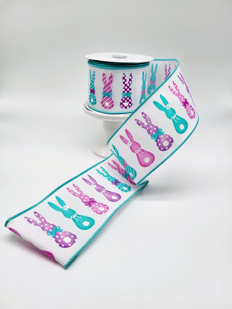 Ribbon, Bunny Silhouettes Wired Ribbon: White (10 Yards), Easter ...