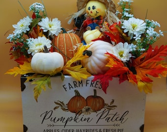Fall Decor, Fall Farmhouse Floral Centerpiece, Autumn Arrangement, Thanksgiving, Table Decoration
