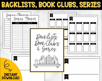 Backlisten, Buchclubs & Serien-Tracker für Lesejournal // printable, Download, gepunktetes Lesejournal, Planer, Tracker, Einlage, pdf
