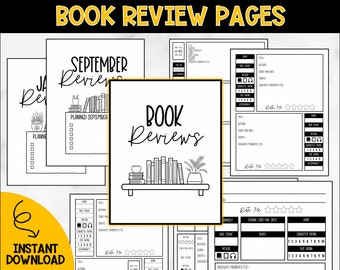 Buchbesprechungen für Reading Journal // printable, download, dotted Reading Journal, Planer, tracker, Insert, pdf