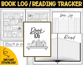 Book Log Reading Tracker for Reading Journal // printable, download, dotted reading journal, planner, bookshelf tracker, insert, pdf