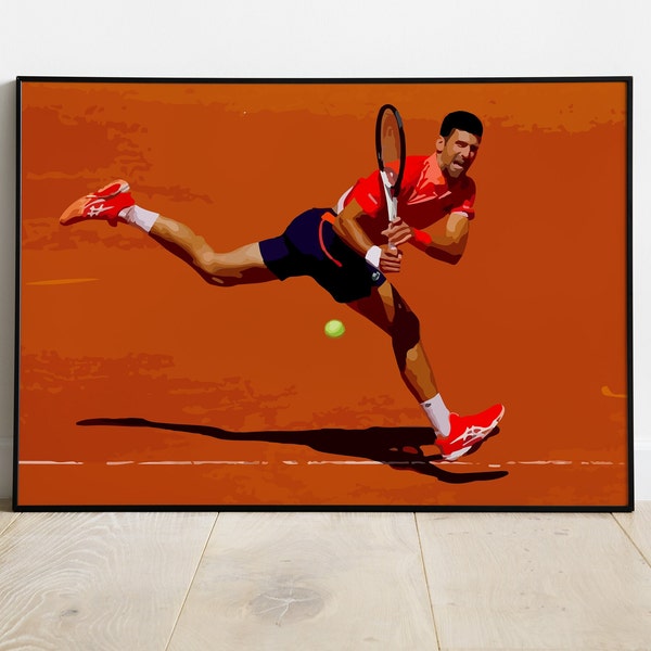 Affiche SPORT TENNIS Djokovic - Affiche déco - Poster graphisme sportif tennis Nole A4 - A3 - A2 - A1 - PDF