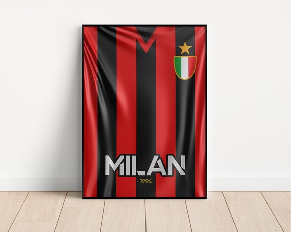 Poster calcio AC MILAN Maglia Champions League AC Milan 1994 Poster maglia  vintage -  Italia