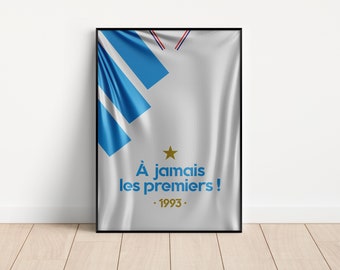 OM-Fußballplakat - Marseille OM Champions League-Trikot 1993 - Vintage-Trikotplakat