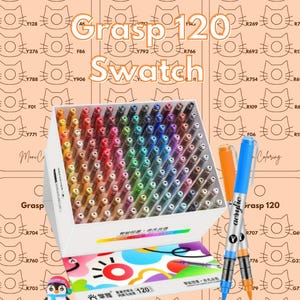 Swatches Grasp 120 - Plantilla de muestra de 120 Rotuladores Acrílicos Grasp PDF - Plantilla imprimible - Descarga instantánea
