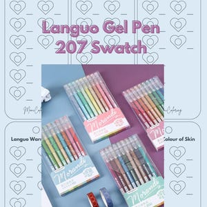 Languo Gel Pens Swatches - 201 Languo Gel Pens Sample Template PDF - Printable Template - Instant Download - Unnumbered