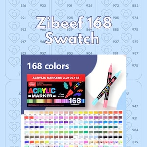 Zibeef 168 Acrylmarker Swatch Template PDF - Afdrukbare sjabloon - Direct downloaden