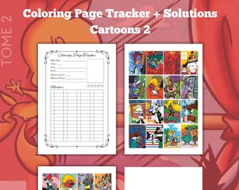 Rastreador de Páginas para Colorir - Soluções de Desenhos Animados Volume 2 - Modelo de Rastreador de Colorir - Rastreador de Marcadores - Imprimível - A4