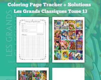 Kleurplaten-tracker - Oplossingenboek 13 - Sjabloon voor kleurplaten-tracker - Marker-tracker - Kleurboek voor volwassenen - Afdrukbaar