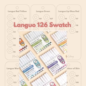 Plantilla de muestra de 126 rotuladores acrílicos Languo en formato PDF - Plantilla imprimible - Descarga instantánea