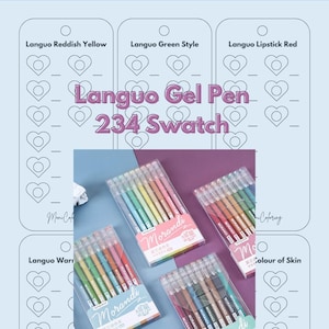 Languo Gel Pens Swatches - Voorbeeldsjabloon van 234 Languo Gel Pens PDF - Afdrukbare sjabloon - Direct downloaden - Ongenummerd