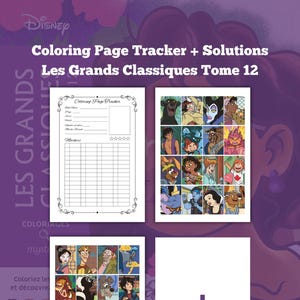 May include: A colouring book featuring Disney characters from classic animated films. The cover features the title "Les Grands Classiques Tome 12" and includes a colouring page tracker and solutions.