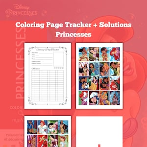 Disney Coloring Page Tracker - Solution Princesses - Coloring Tracker Template - Marker Tracker - Printable - A4