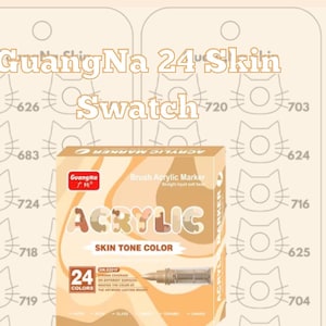 GuangNa Skin Tone Color Swatches 24 - Guangna Acrylic Marker 24 Sample Template - Printable Template - Instant Download