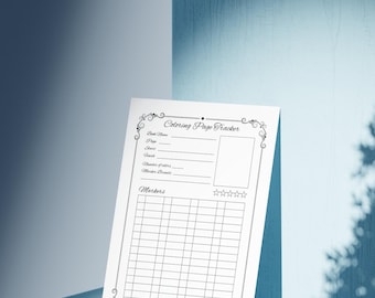 Coloring Page Tracker - Coloring Tracker Template - Marker Tracker - Printable - A4