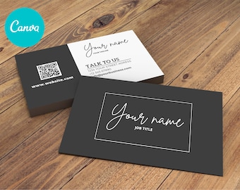 Printable Business Card, QR Code Business Card Template, Editable Business Card, Minimalist Business Cards, Canva Template