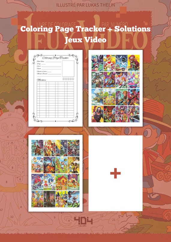 Coloring Page Tracker - Solution Jeux Video - Coloring Tracker Template - Marker Tracker - Printable A4