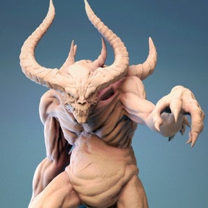 Hörner Dämon Miniatur Modell, Dungeons and Dragons Monster Mini, 3D Gedruckte Fantasy Kreatur, DnD RPG Geschenk für Mann, Fantasy DnD Modell