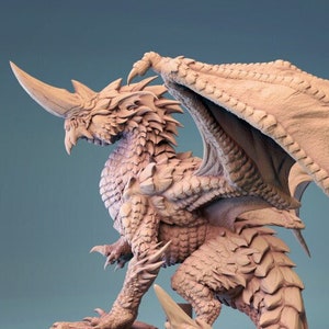 Blue Dragon Miniature Model für Tabletop Gaming Dungeons and Dragons, Pathfinder Monster Mini, 3d gedruckt, detailliertes Drachen Resin Model