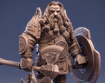 Highhane Ragnar - Zwergenminiaturmodell, 32 mm-Skala Dungeons and Dragons Minimodell, hochauflösender 3D-Druck-Zwergsoldat D&D