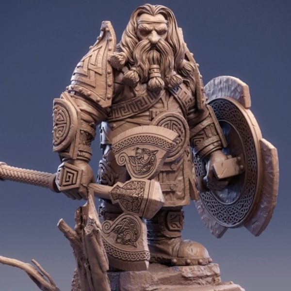 High Thane Ragnar - Dwarf Miniature Model, 32mm Scale Dungeons and Dragons Mini Model, High Resolution 3d Print Dwarf Soldier DnD