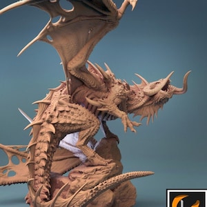 Dark Dragon-displayminiatuur, groot draak-minimodel voor Dungeons and Dragons tabletop gaming, 3D-geprinte harsdraakminiatuur