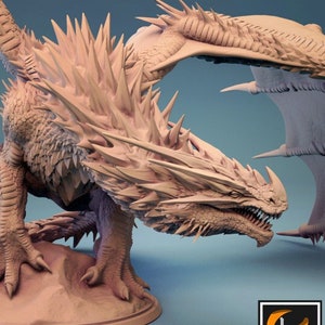 Volwassen rode draak displayminiatuur, groot draak minimodel voor Dungeons and Dragons tabletop gaming, 3D-gedrukte hars draakminiatuur
