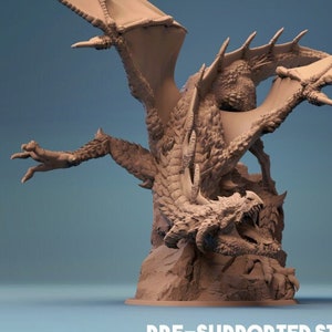 Young Black Dragon miniatuurmodel, grote Dragon Fantasy Mini voor Dungeons and Dragons RPG tabletop gaming, 3D-geprinte harsdraak