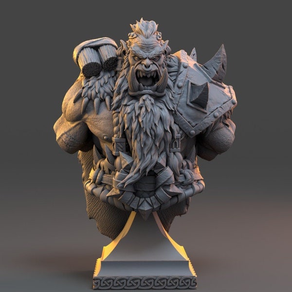 Rutger Gausshammer Bust - Paint and Display Model for Dungeons and Dragons, DnD Bust Model, D&D Fantasy 3d Printed 75mm