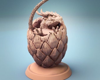 Drache schlüpft aus Ei Miniatur, Dungeons and Dragons Ei Modell, RPG Tabletop Spiel Mini, 3D gedrucktes Drachenei Modell, 32 mm Maßstab Mini
