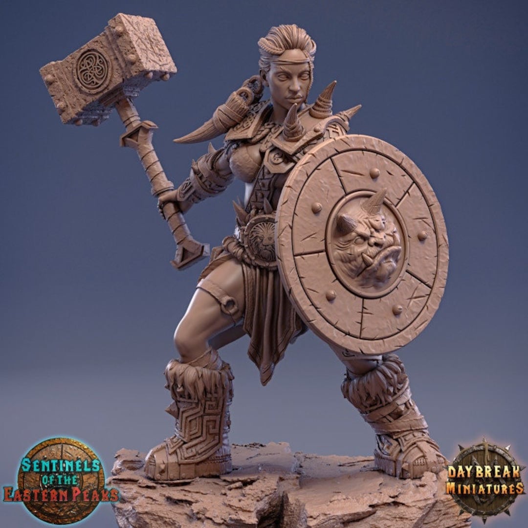 Fandra Female Warrior Miniature Model for Dungeons and Dragons, Female Barbarian Mini Model Dnd