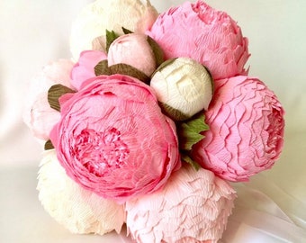 Bouqut peony paper, peony bouquet, paper flower.