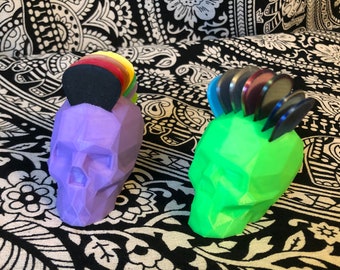 Skull Pick Holder - available in 2 styles and various colours. Guitar Bass Rock Music