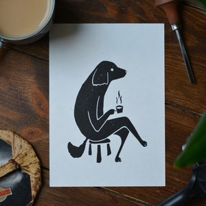 Linograbado "perro y frijol"