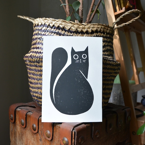 Linosnede kat "Allround Cat" Linosnede print