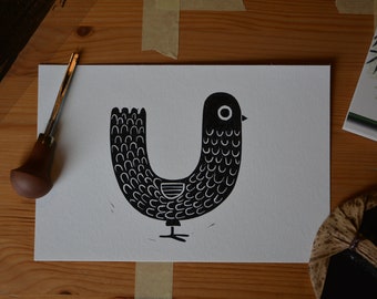 Linograbado "Pollo" Linograbado