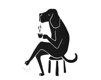Linoleumsnitt "hund & böna - senior" *digital fil*